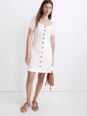 Madewell Linen-Cotton Puff-Sleeve Mini Dress
